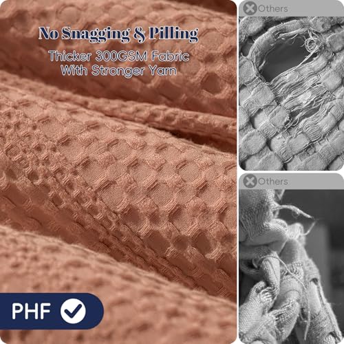 Image of PHF Soft Waffle Comforter Set Queen Size- Comfy Breathable Waffle Weave Comforter with 2 Pillow Shams, 3 Pieces Less Snagging Lightweight Textured Bedding Set for All Season, Terracotta