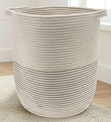 Extra Large Woven Storage Baskets | 18" x 16" Decorative Blanket Basket, Use