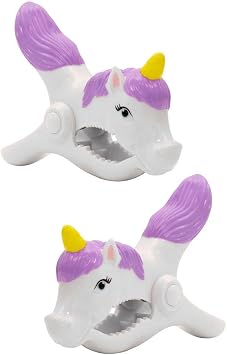 O2COOL Boca Beach Towel Clips-1 Set of 2, Unicorn, 2 Count