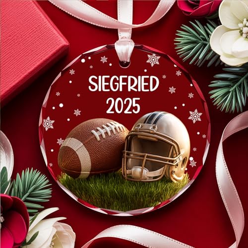 NAZENTI Personalized American Football 3D Glass Christmas Ornament, Custom Football Hat Ornament, Xmas Tree Decoration, Sports Keepsake Gift for Boys, Players, Coaches, Fans, Xmas Gifts 2025 - Image 6