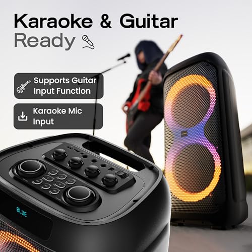 Image of GOBOULT Partybox X200 with Dynamic RGB LED Panel, 160Watt, Upto 7 Hrs Playtime, Bluetooth Speaker, Karaoke Mic Input, Portable Speaker, Pro Control Panel, USB, TF Card, AUX Compatible