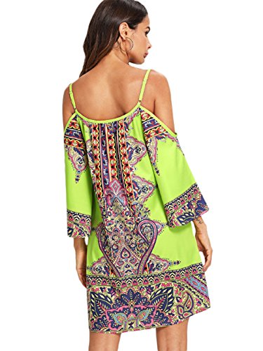 Image of Milumia Women's Vintage Print Kimono Sleeve Geometric Tunic Boho Dress