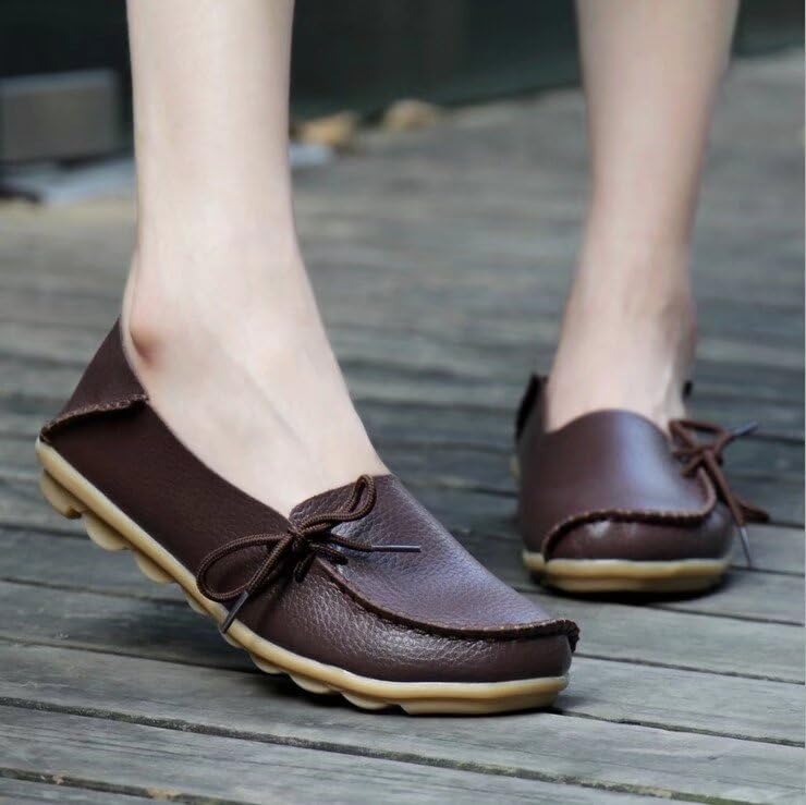 Image of Women's Leather Slipper Loafers Flat Shoes Slip-Ons