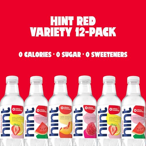 Image of Hint Bottled Water, Blue Variety Pack and Red Variety Pack Bundle - Purified Flavored Water with Zero Calories, Sugar Free, Natural Flavors - 16 Fl Oz (Pack of 24)