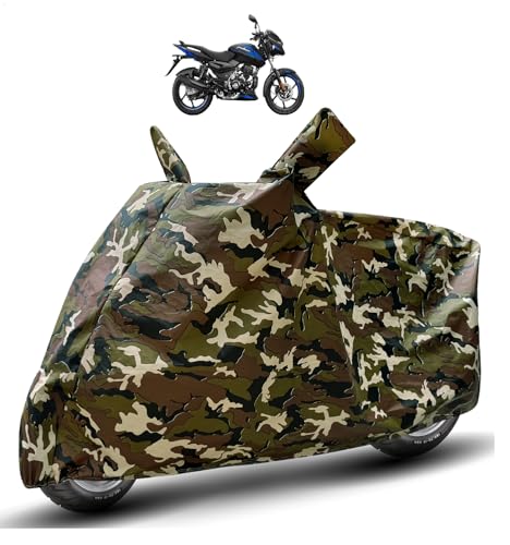 Image of Auto Hub Waterproof Bike Cover Compatible with Bajaj Pulsar 125 Dustproof, UV Protection Two Wheeler Bike Pulsar 125 Cover - Army Print
