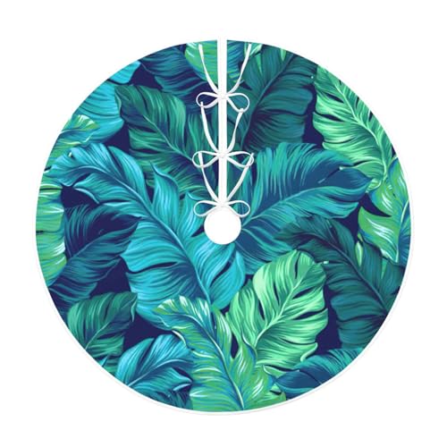 Falda de árbol de Navidad con estampado de hojas de palma tropicales, decoración de Navidad, para fiestas de invierno y Año Nuevo.