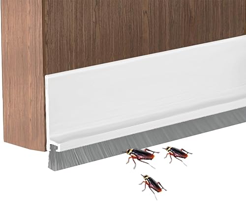 Miniatura 8 de Tope de puerta con cepillo que reduce el ruido, bloqueador de brisa de goma de 39 pulgadas, tapones ajustables para debajo de la puerta