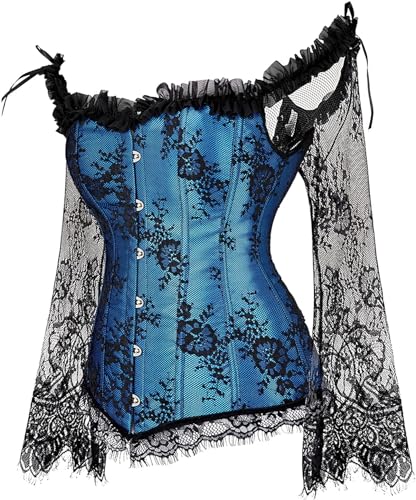 Image of Women's Lace up Gothic Jacquard Shoulder Straps Tank Overbust Shaper Corset Bustiers Top