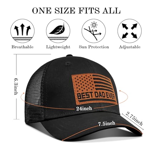 Image of Best Dad Ever American Flag Dad Hat - Adjustable Cotton Baseball Cap for Father's Day, Birthday Gifts from Daughter Son