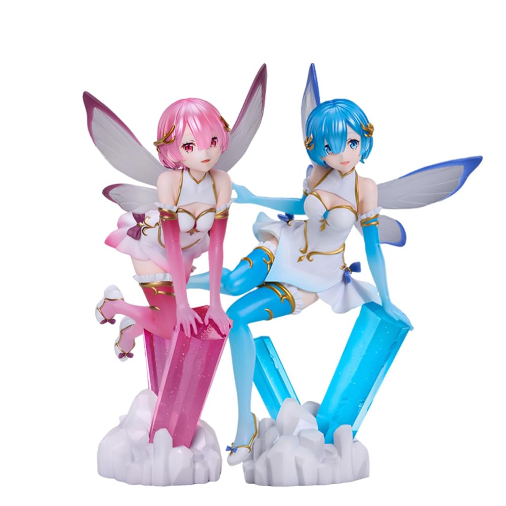 Jiumaocleu 2pcs Anime Re:0 Figure REM RAM Statue - PVC Action Girl Collectible Figurine Desktop Decoration Birthday Gifts