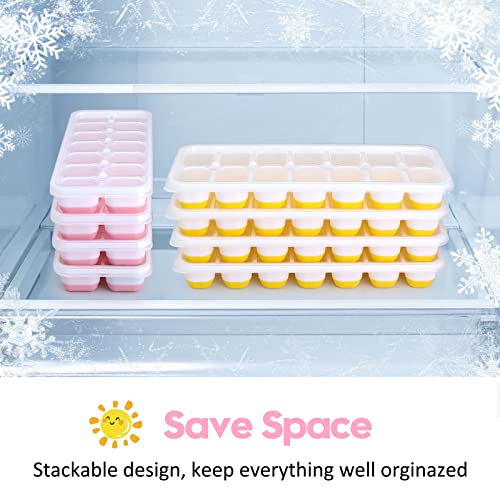 4 Pack Ice Cube Trays with Lids, BPA Free Silicone Ice Cube Moulds LFGB Certified, Stackable Ice Cube Mold for Baby Food, Chilling Whiskey and Drink, Flexible & Easy-Release - Image 5