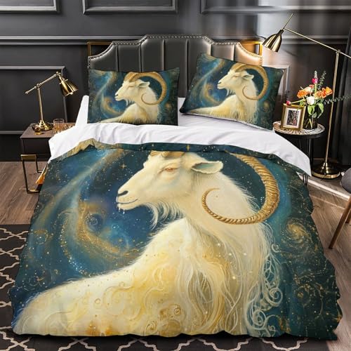 Parure de lit chèvre imprimé 3D microfbre 260x220 housse couette