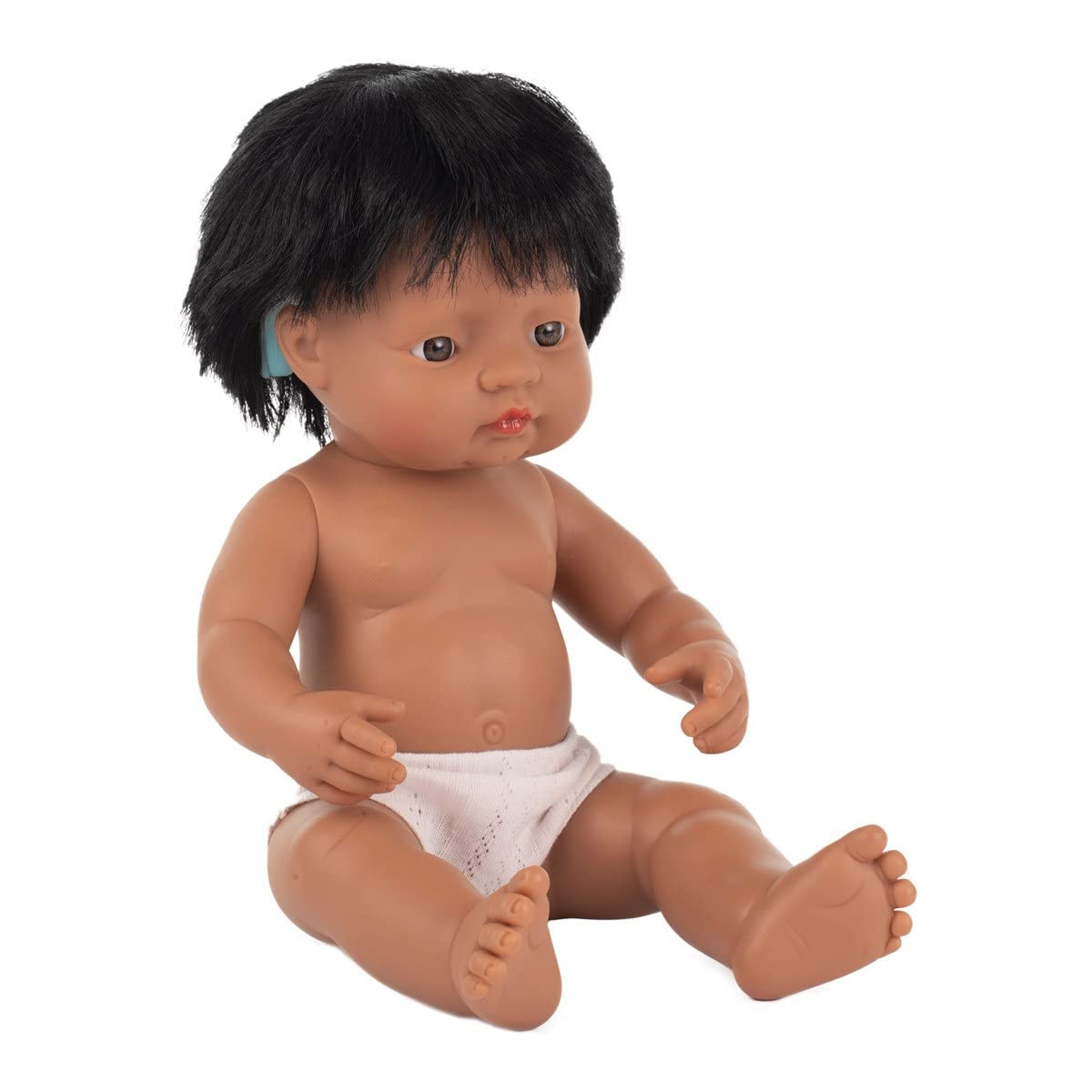 Miniland - Baby Doll Hispanic Boy with AID. 38cm Doll in polybag. Vanilla scented.