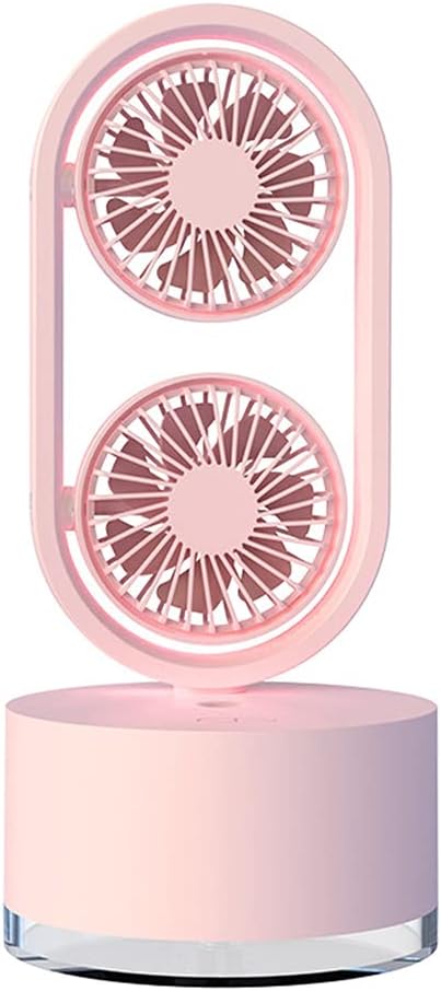 Double-Head Humidifying Spray Fan Adjustable For Head 360° Rechargeable Rotatable Personal Desk Fan For Home Office Laptop CPU Cooling Fan