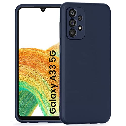 Image of WOW IMAGINE Ultra Slim Soft Rubberised Back Cover Case for Samsung Galaxy A33 5G | Inner Velvet Fabric Lining | Matte Silicone Flexible Camera Protection Back Cover - Blue