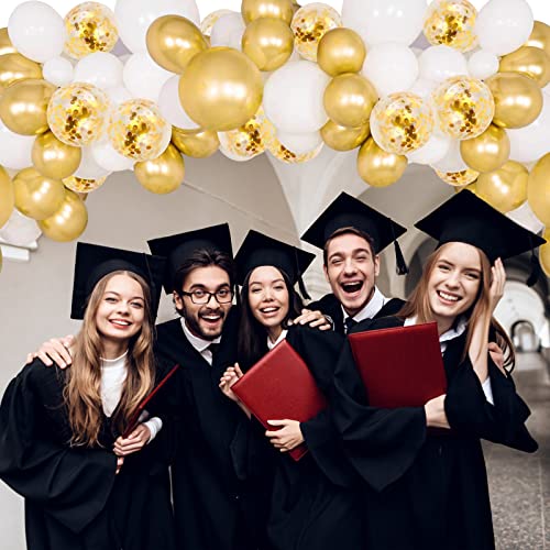 Image of 90Pcs White and Gold Balloons Set, 12 Inch Gold and White Balloons, Gold Confetti Latex Balloons for Birthday Anniversary Wedding