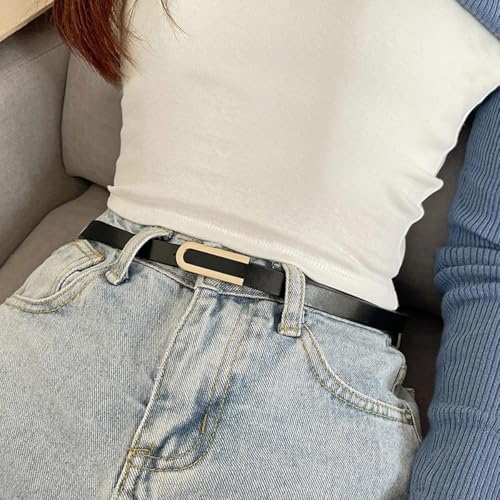 1pc Fashion Alloy Head Buckle Thin Belt Women's Versatile Dress 1.5cm Solid Color Slim Women's Belt3