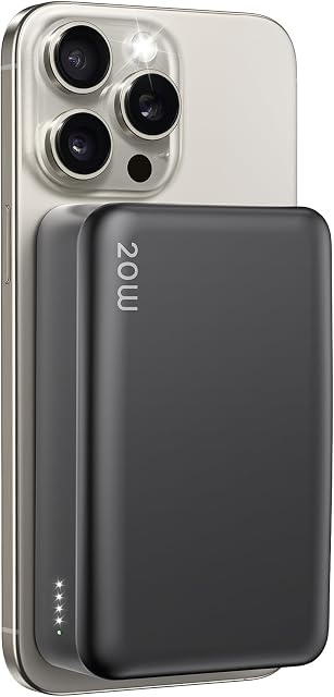 Banque de puissance magnétique 20000mAh Chargeur portable sans fil PD 20W USB C Chargement rapide, pour MagSafe Batterie compatible avec iPhone 17 Air/16/15/14/13/12 Pro Max/Pro/Plus/Mini