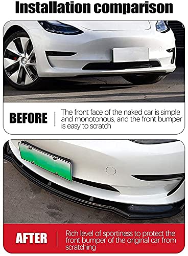 Speedpark For Tesla Model 3 Front Bumper Lip Kit Car Glossy Mods Spoilers Fit For 2017-2023 Tesla Model 3 Accessories (Glossy Carbon Fiber Pattern) #TOP3