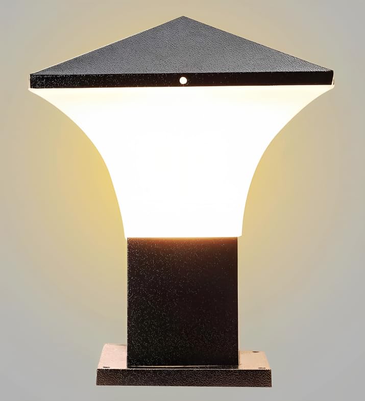 Image of Areezo Waterproof Outdoor Gate Light for Main Gate Pillar - Modern LED /Holder Based Lamp for Home, Garden & Balcony (Pack of 1, Phantom Black)
