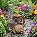 Outdoor Owl Rain Gauge Garden,Resin Figurine for Garden Decor, Patio Yard Ornament with Tube Bridge Collection Owl Raingauge Yard Decoration,Decorative Gift for HomeGarden