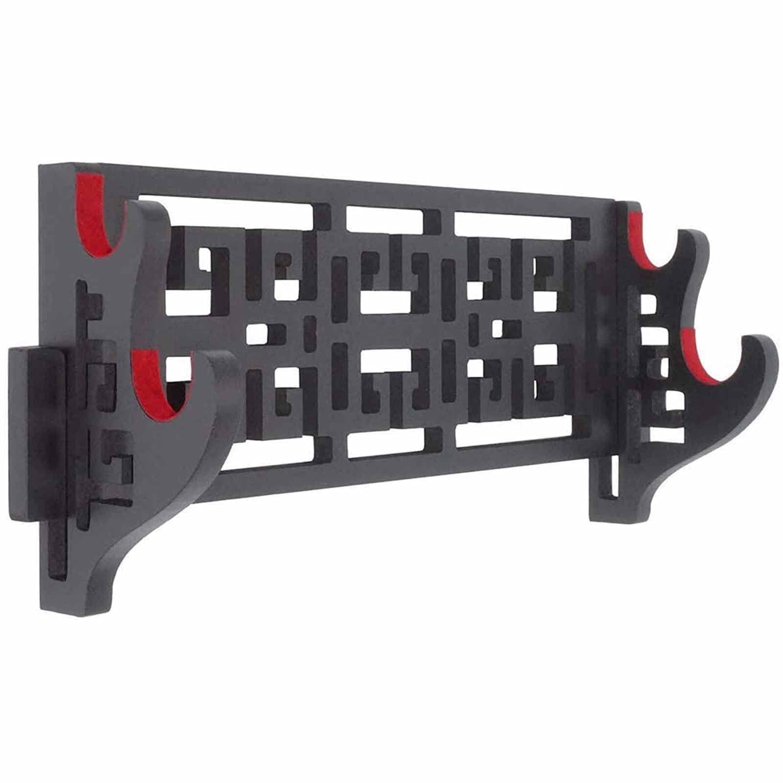 Support d'épée mural noir à 2 niveaux avec motifs creux pour katana