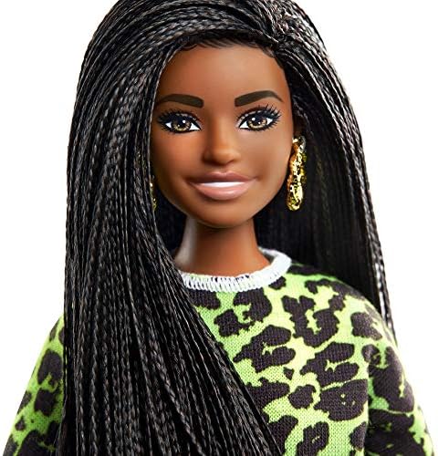 Barbie Fashionistas Doll with Neon Leopard Shirt / Pink Bike Shorts, Toy for Kids 3 to 8 Years Old