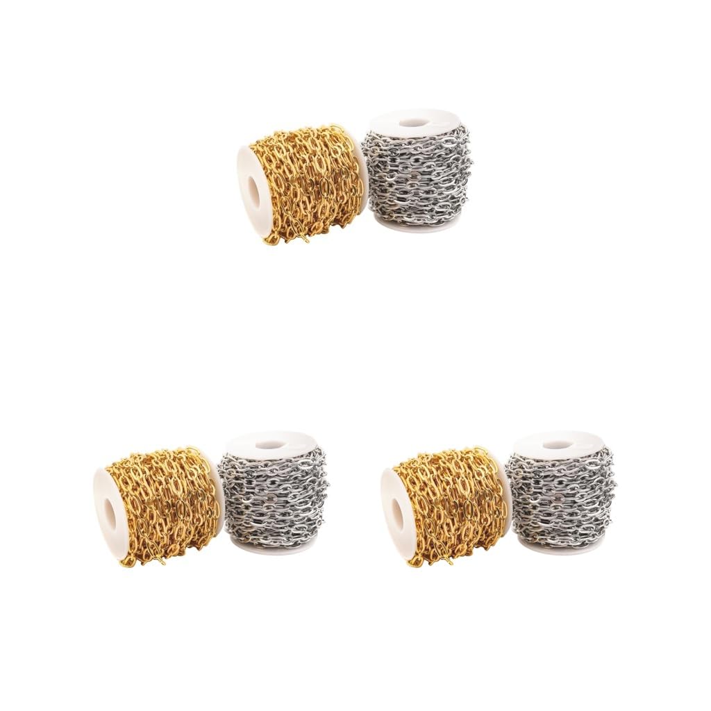 Chaîne à maillons larges en acier inoxydable pour bijoux durables (3 rouleaux)