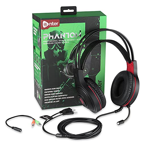 Enter Phantom Wired Gaming Headphone with 40mm Driver, Adjustable Headband with LED Lights and Passive Noise Cancellation with Free Y Splitter (Green) (B09BVVCH34) Amazon Price History, Amazon Price Tracker