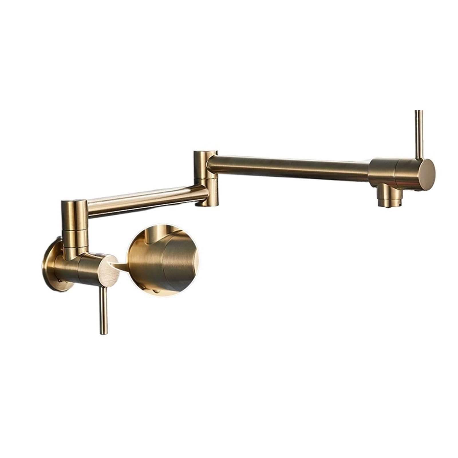 Gqnblvhzupdm A-Brushed Gold Kitchen Faucets, Chrome Nickel Black Brass Pot Filler Tap, Wall Mounted Kitchen Faucet, Single Cold Hole Rotate Folding Spout(A-Brushed Gold)