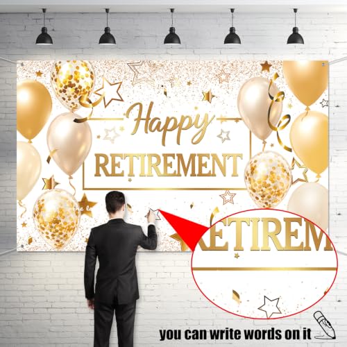 Image of Blulu Retirement Party Decorations,72.8 x 43.3 Inch,White Gold