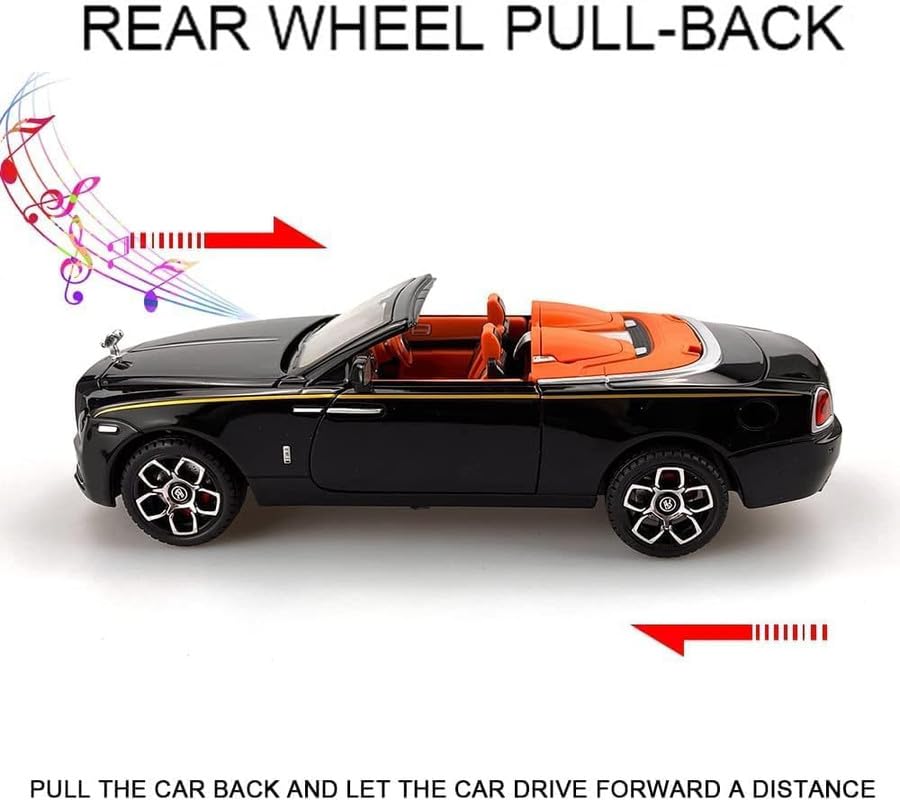 Image of Play Boy 1:24 Rolls-Royce Dawn Model Diecast Metal Alloy Pullback Toy Vehicle with Openable Doors Light and Music Car for Kids (Multicolor)
