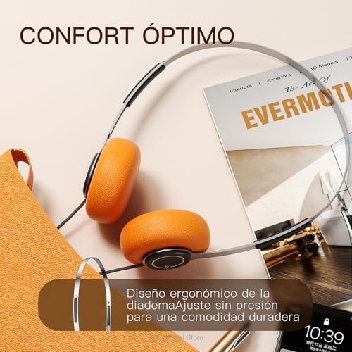 iKF Y3 Auriculares Retro con Cable, Auriculares de Diadema Abiertos, Ligeros y cómodos, Sonido de Alta fidelidad, diseño Ajustable, para Ordenador portátil/Ordenador Personal/teléfono - imagen 3