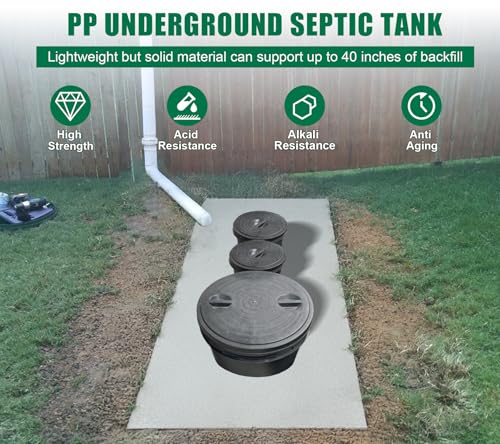 264gal Underground Septic Tank Kit-68.3x38.8x36.2in Plastic Septic Tank System,Rectangle Anti Corrosion PP Septic System With Riser and Manhole Covers For 3-5 Persons