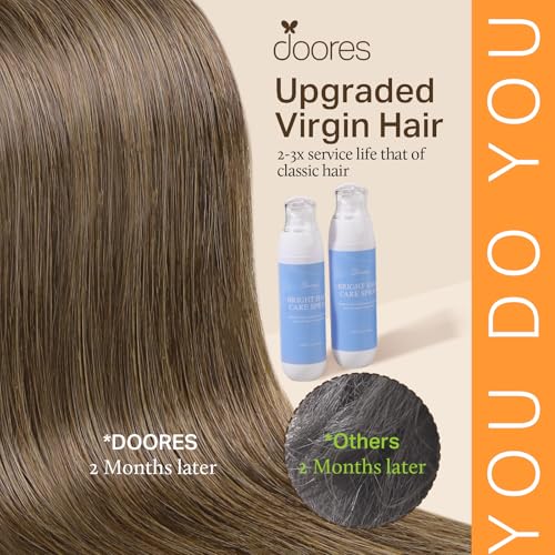 Image of DOORES Clip in Human Hair Extensions, Dirty Light Ash Brown 120g 7pcs 16 Inch, Remy Hair Extensions Clip in Straight Natural Remy Weft for Women