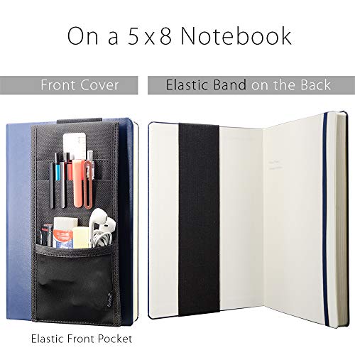 Adjustable Elastic Band Pen Holder, Velcro Pencil Holder, Pen Sleeve Case For Hard Cover Journals, Planners, Notebooks, Books, Binders, Fits Regular & Large Notebooks, Accessory Pocket, Detachable. #TOP2