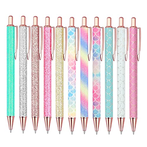 11 Pcs Retractable Ballpoint Pens, Pretty Bling Metal Writing Pens, Black Ink Fine Point Gift Pens, Cute Pens Office Supplies for Women & Men (11 PCS) 11 Pcs Retractable Ballpoint Pens, Pretty Bling Metal Writing Pens, Black Ink Fine Point Gift Pens, Cute Pens Office Supplies for Women & Men (11 PCS)