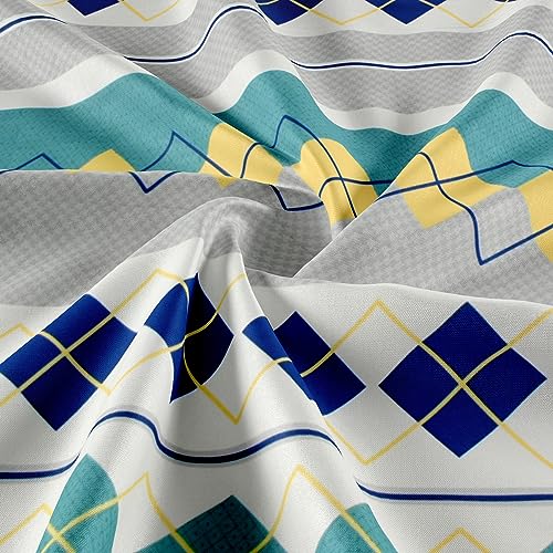 Image of VOMZER Diwan Set Covers Cotton 8 Pieces Cotton Feel Designer Printed Diwan Set (1 Single Bedsheet, 2 Bolster Covers, 5 Cushion Covers) Blue Box