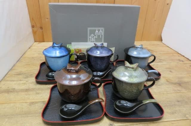 江戸中期　極上品　向付　蓋付　金彩赤絵　　竹林三賢人文　角福　五客セット 江戸中期 極上 向付 蓋付 金彩赤絵 竹林三賢人文 角福 五