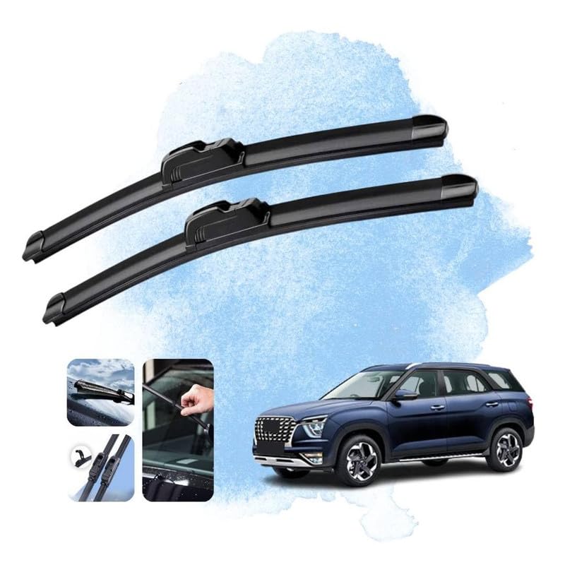 Image of Audio WHeels Perfect Fitting Frameless Windshield 100% Scratch Proof Cleaning Water Repellant Silicon Car Wiper Blades For Equipment Replacement, Set of 2 (D-26 inch & P-16 inch)