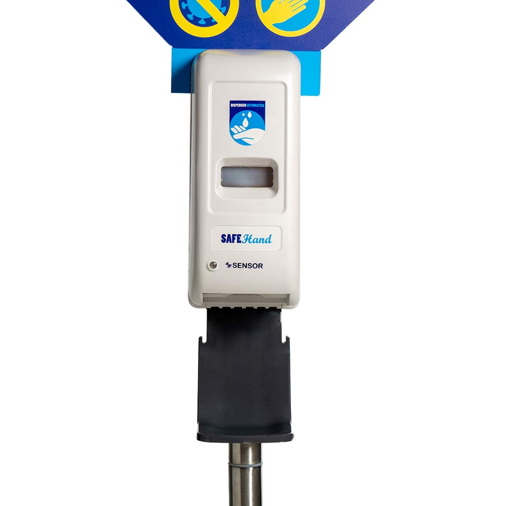 Sicurezza Pulito 3965 Pilastro del pavimento in acciaio inox con dispenser automatico per gel di igienizzazione a mano