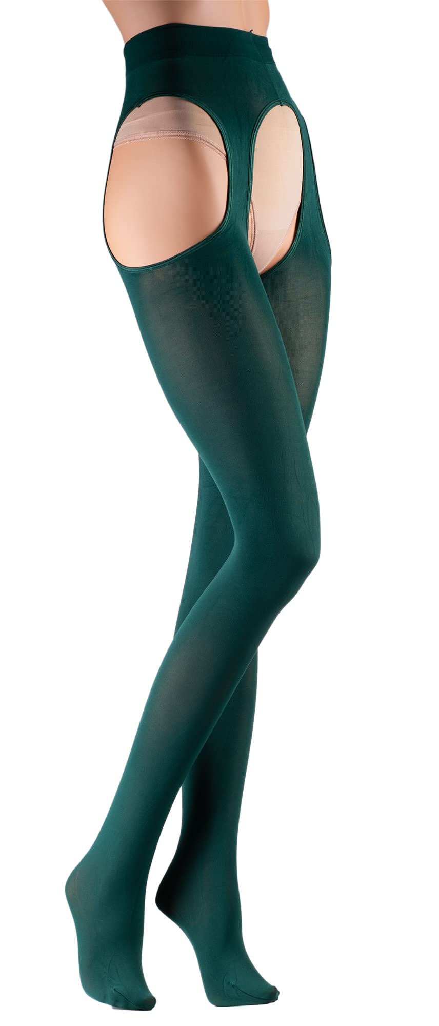 Trasparenze Cortina 100 Den Soft Opaque Velvet Smooth Strip Panty Suspender Tights: Large-X-Large Petrolio