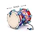 4 Inch Small Handmade Traditional Authentic Wooden & Leather Classical Indian Folk Dumroo Damroo Damaru Hand Drum Percussion Instrument Set, Decorative Collectible Showpiece World Musical Instruments