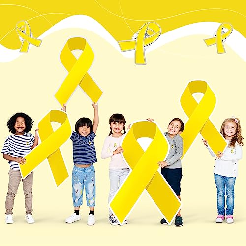 Sasylvia 100 Pcs Yellow Ribbon Lapel Pin Childhood Cancer Endometriosis Bone Cancer Awareness Ribbon Brooch with Individual Packed for Public Charity Fundraiser Events Supplies Gifts3