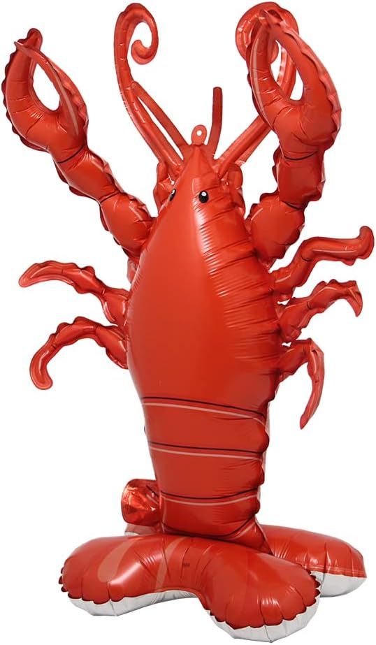 Selfstand 3D Animal Fox Koala Lion Elephant Panda Cow Rabbit dinosaur Triceratops Stegosaurus Baby shower Ball Foil Balloons Birthday Party Baby Shower Decorations Kids Toys (Base Lobster)