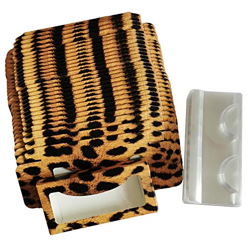 Sevmellin 30sets Empty Eyelash Packaging Box False Eyelash Boxes Lash Paper Case Holder with Clear Eyelash Tray for False Eyelash Cosmetics Tools (Leopard Print)