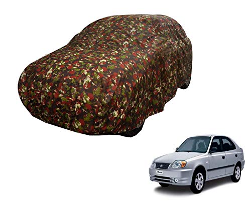 Image of Auto Hub Car Cover Compatible with Hyundai Accent with Weather Proof, Triple Stitched, Accent Car Cover Jungle Look