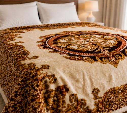 Image of Signature Exclusive Chanakya Supersoft Luxury Heavy Winter Double Ply Double Bed Mink Blanket - 4.5 kg | 100% Polyester | 2.10 m x 2.40 m | Royal Luxe Comfort for Extreme Cold (Chestnut Orbit)