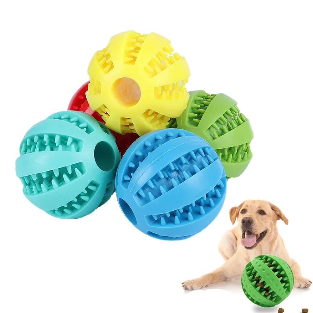Hundespielzeug. Hundespielzeug Gummi-Hundeball for Welpen, Hundespielzeug for Haustierwelpen, große Hunde, Zahnreinigung, Snackball, Spielzeug, 2 Stück, Rosa, 6 cm(Blue 6cm)