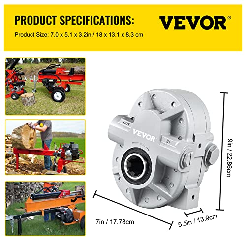 VEVOR Hydraulikpumpe 16,6 GPM Hydraulikmotor 540 U/min Holzspalter 2500 PSI Hydraulikspalter SAE 12 Auslassanschluss Hydraulikpumpe für Holzspalter für LKW-Heckklappenlift, Scherenlift, Kippanhänger